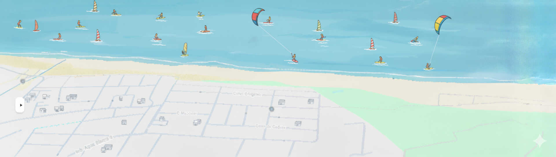 Mapa de la Zona de Habilitada en Playa Aigua Blanca, Oliva