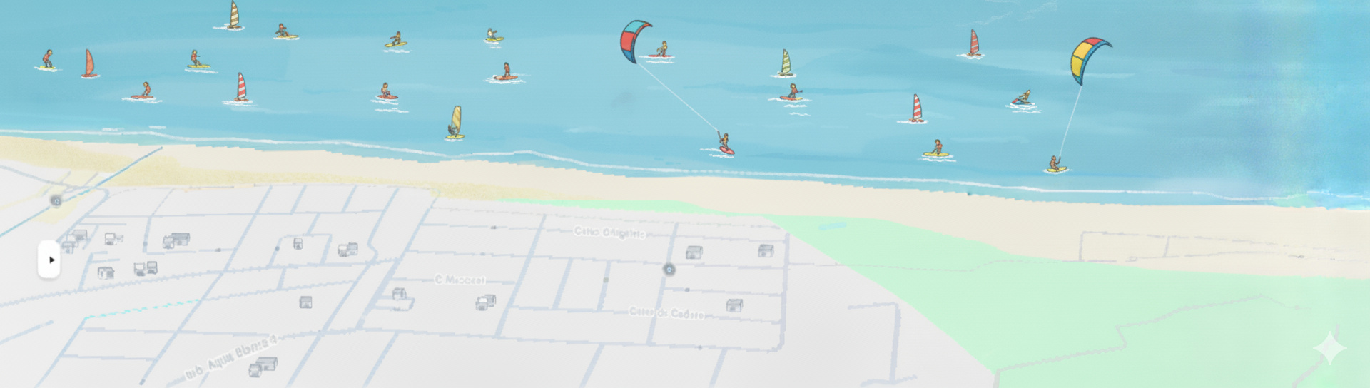 Mapa de la Zona de Habilitada en Playa Aigua Blanca, Oliva